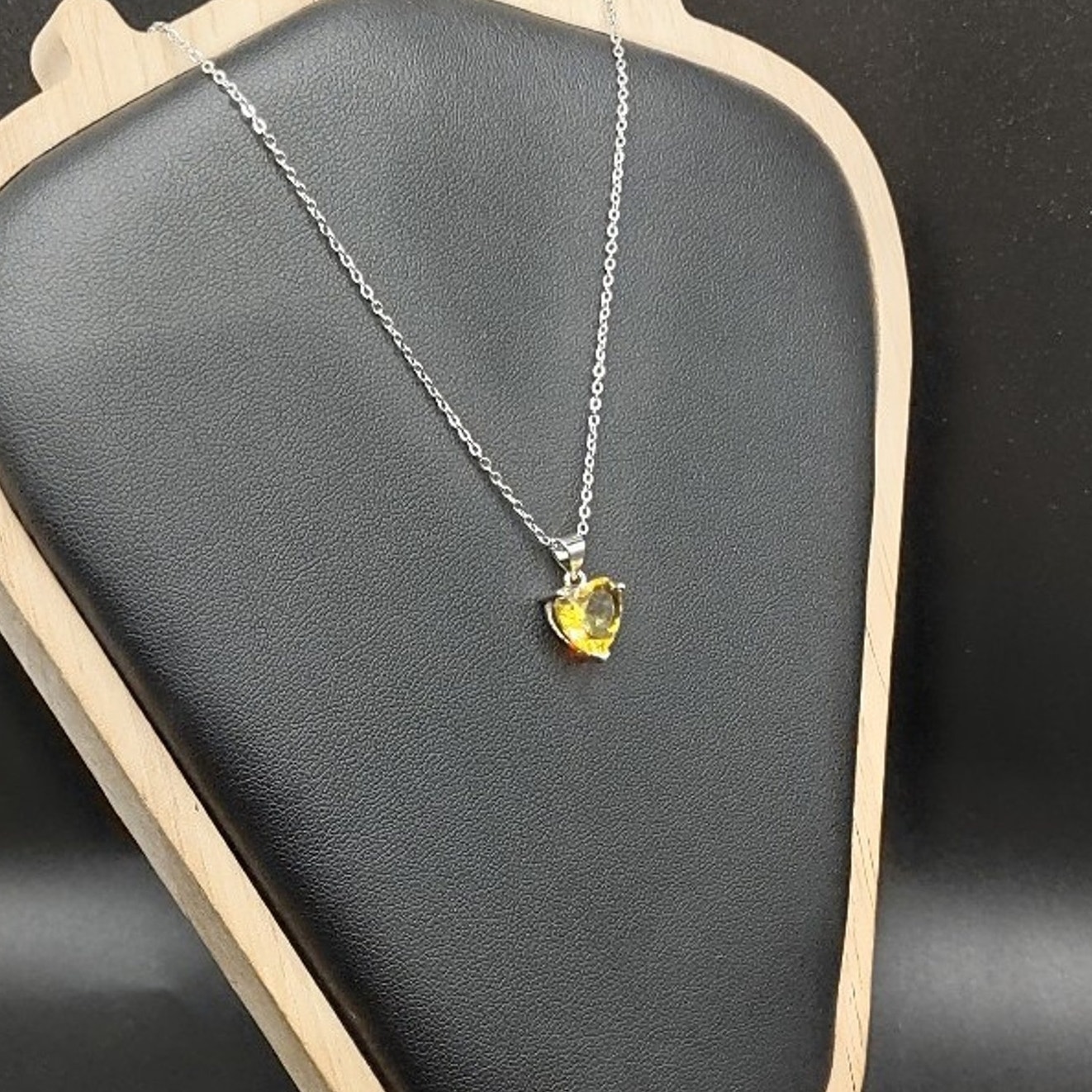 925 Silver Yellow Heart Necklace Summer Lab Yellow Topaz Womens Birthday Gift 45$